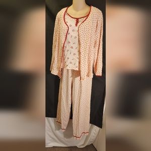 CLASSIC ELEMENTS 3- PEICE PAJAMA, WOMENS MED., PINK ROSEBUDS